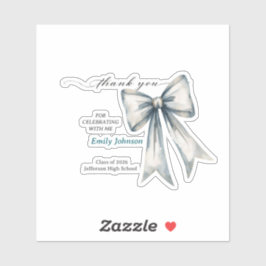 Adesivo She did it Graduation invitation Photo Blue Bow 