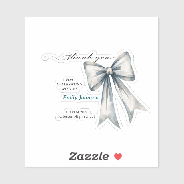 Adesivo She did it Graduation invitation Photo Blue Bow  (Folha)