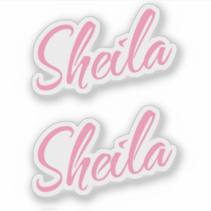 Adesivo Sheila name rosa - letra cursiva de script x2