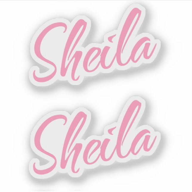 Adesivo Sheila name rosa - letra cursiva de script x2 (Frente)