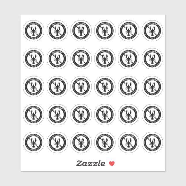 Adesivo Shellfish Free Wedding Place Card Food Allergy (Folha)