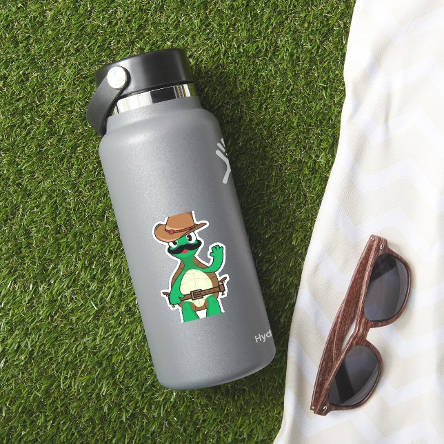 Adesivo Sherrif de tartaruga cowboy engraçado (HydroFlask Insitu)