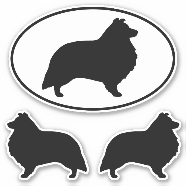 Adesivo Shetland Sheepdog Silhouettes Vinyl Sticker Set (Frente)