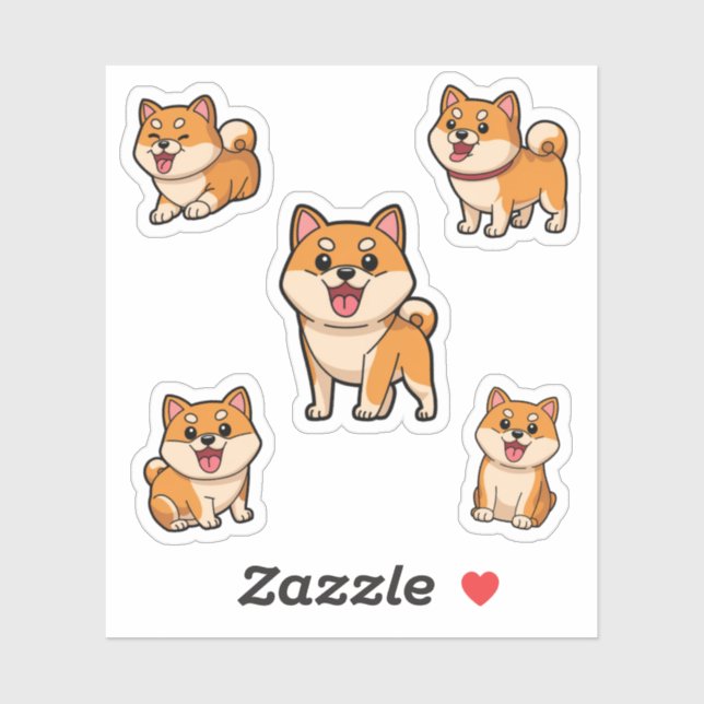 Adesivo Shiba Inu Dog Sticker Kawaii, Set Shiba Inu (Folha)