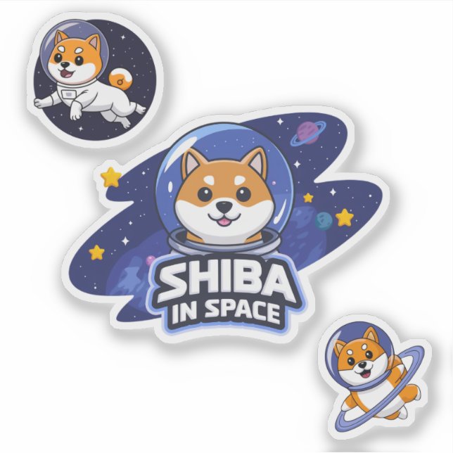 Adesivo Shiba Inu no Espaço, Shiba Inu Sticker (Frente)