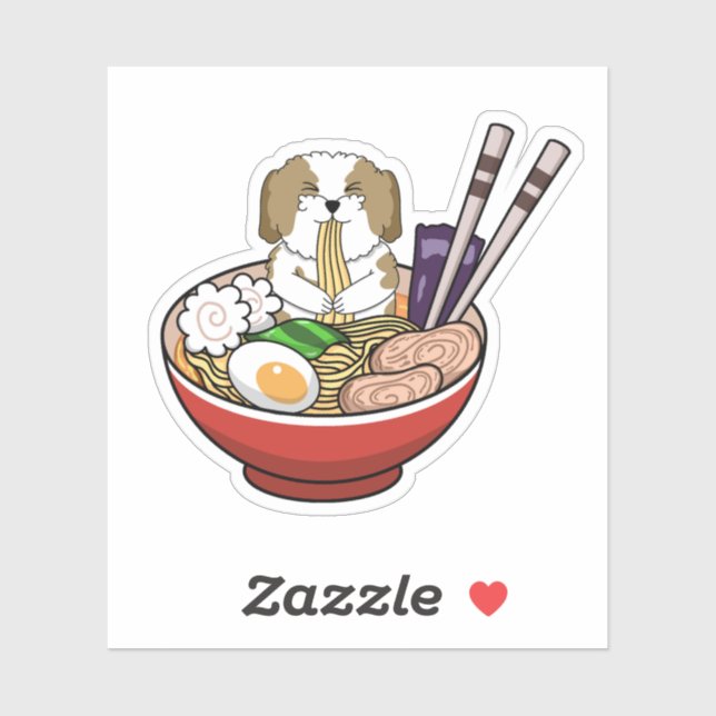 Adesivo Shih Tzu Ramen Design (Folha)
