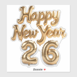 Adesivo Shiny Gold Foil Balloon Happy New Year 