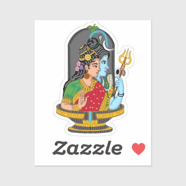 Adesivo Shiva Parvati Divine Couple Sticker – Eternal Love (Folha)