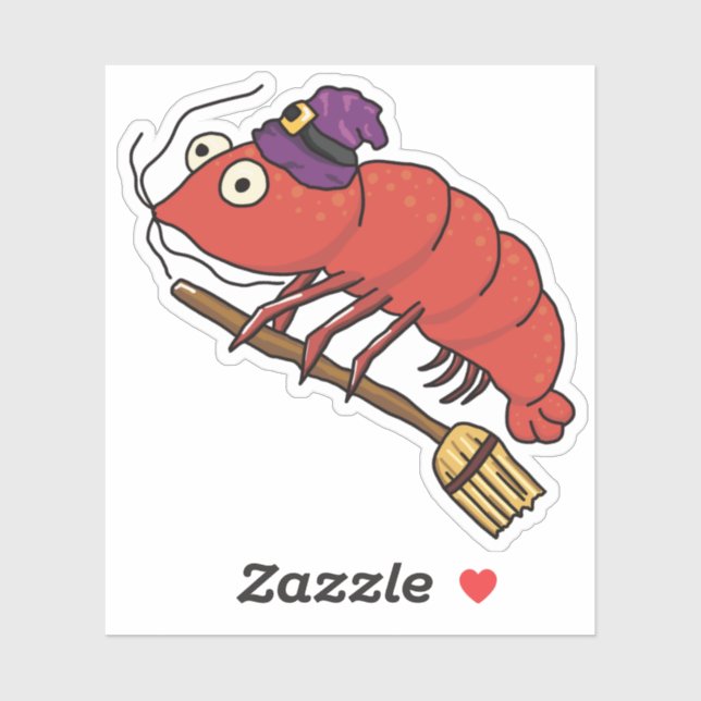 Adesivo Shrimp Witch Andando de Broomstick para o Dia das  (Folha)