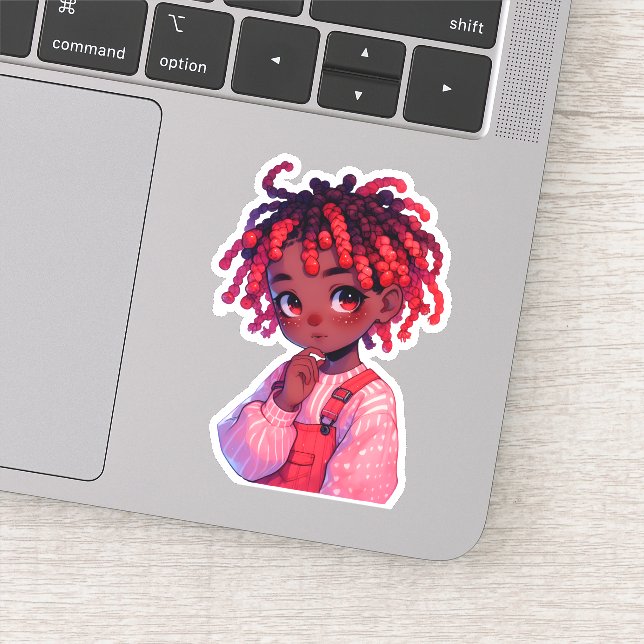 Adesivo Shy Strawberry: Menino da Pele Escura Kawaii (Detalhe)