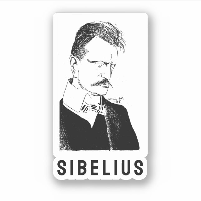 Adesivo Sibelius: desenho de Albert Engström (1904) (Frente)