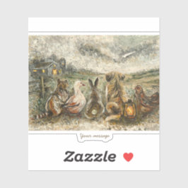 Adesivo Silent Watching Whimsical Farmhouse Animals 