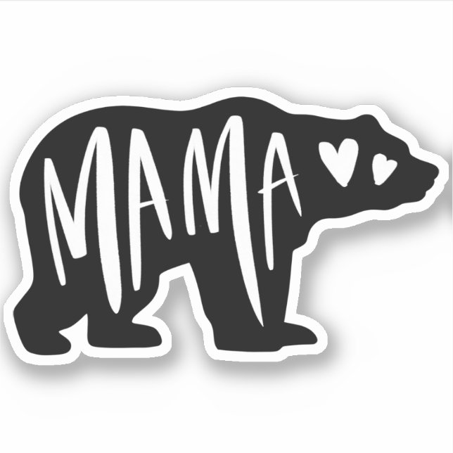 Adesivo Silhouette de Mama e Urso Manuscrito (Frente)