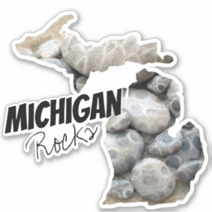 Adesivo Silhouette de Michigan com Michigan Rocks!