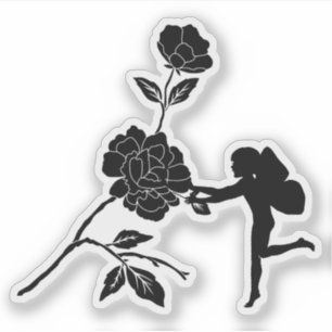 Adesivo Silhouette Flowers Fairy Child Fantasy Fairytales