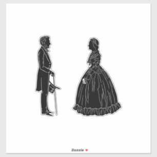 Adesivo silhueta de abraham lincoln mary todd lincoln