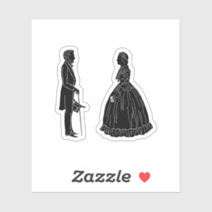 Adesivo silhueta de abraham lincoln mary todd lincoln