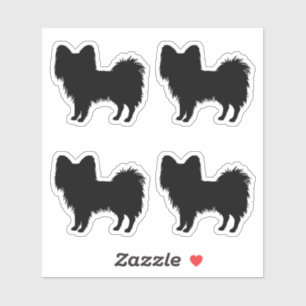 Adesivo Silhueta de Cachorro Papillon Preto (Ou Outra Cor)