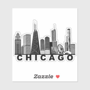 Adesivo Silhueta do Horizonte de Chicago