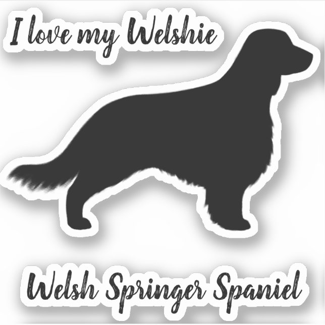 Adesivo Silhueta Espanhola Welsh Springer com Cauda Longa (Frente)