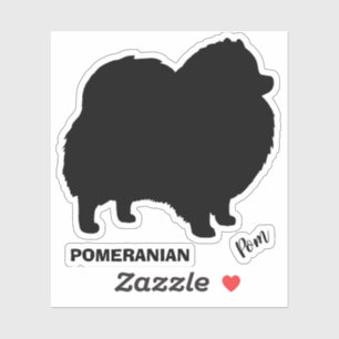 Adesivo Silhueta preta Pom bonito Pommie de Pomeranian