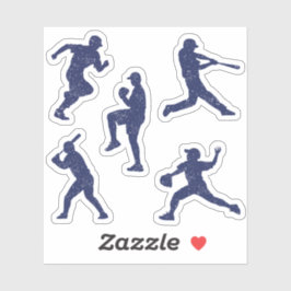 Adesivo Silhuetas de beisebol - azul escuro