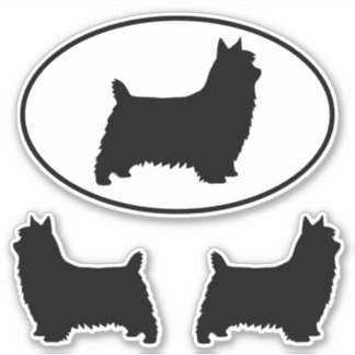 Adesivo Silky Terrier Silhouettes Cães Vinil Sticker Set