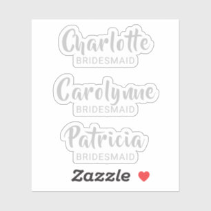 Adesivo Silver Bridesmaid Name Custom-Cut Vinyl Sticker
