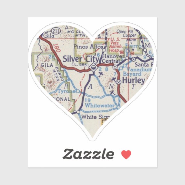 Adesivo Silver City New Mexico Heart (Folha)