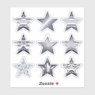 Adesivo Silver Stars Faux Metallic Set of 9 Sticker