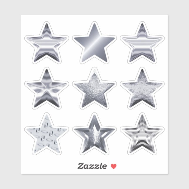 Adesivo Silver Stars Faux Metallic Set of 9 Sticker (Folha)