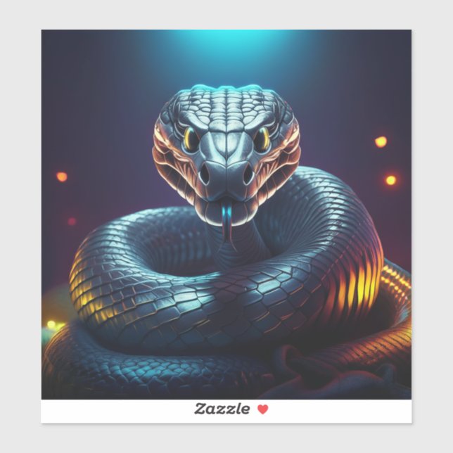 Adesivo Silver Viper Snake Tongue Flicking (Folha)