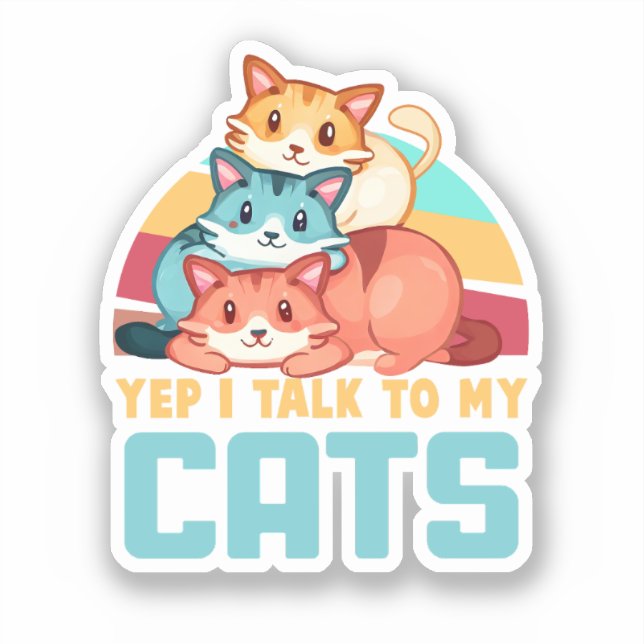 Adesivo Sim, falo com o meu Design de Trio Gato Adorável d (Frente)