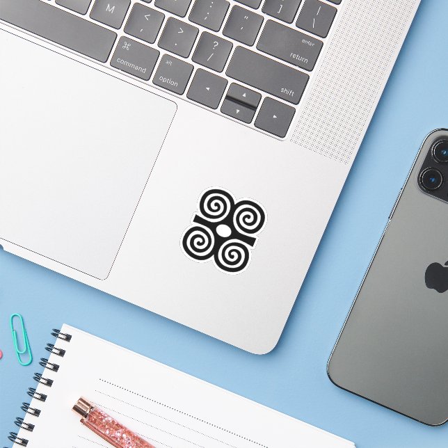 Adesivo Símbolo Adinkra Vinyl Sticker - Iniciativa (Notebook com iPhone)