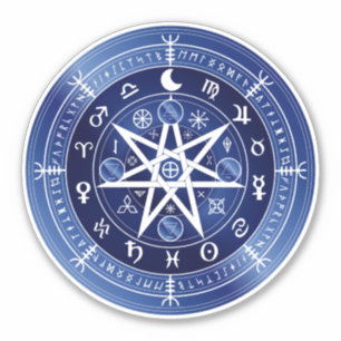 Adesivo Símbolo azul e branco da mandala do vinil da