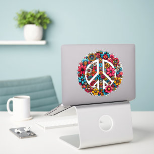 Adesivo símbolo de paz floral cor ilustração