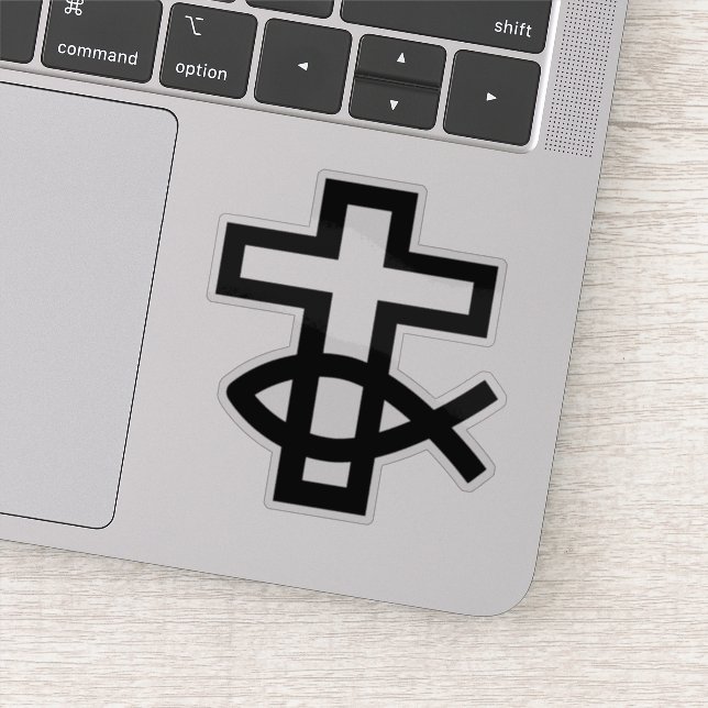 Adesivo Símbolo de Peixes de Cruz Cristã e Ichthus (Detalhe)