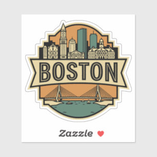 Adesivo Símbolo de Viagem Retro Ponte Zakim Horizonte de B