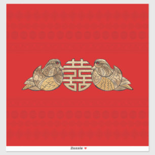 Adesivo Símbolo Dourado de Dupla Felicidade com Patos Man