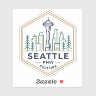 Adesivo Símbolo Hexagonal Mínimo do Horizonte de Seattle P