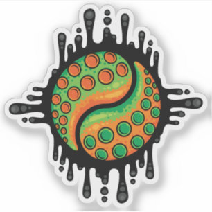 Adesivo Símbolo Inky Octopus Tentacle Yin Yang