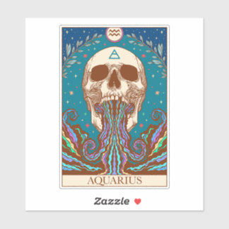 Adesivo Símbolo Zodíaco Aquarius Tarot Card Sticker