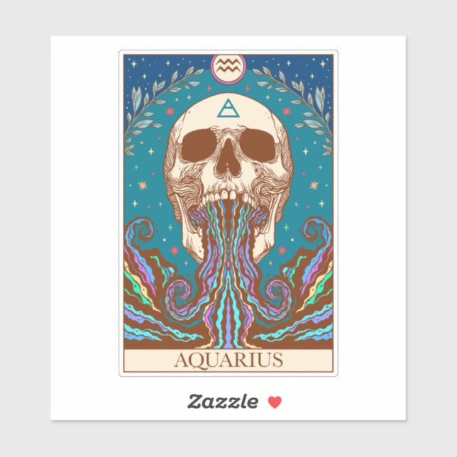 Adesivo Símbolo Zodíaco Aquarius Tarot Card Sticker (Folha)