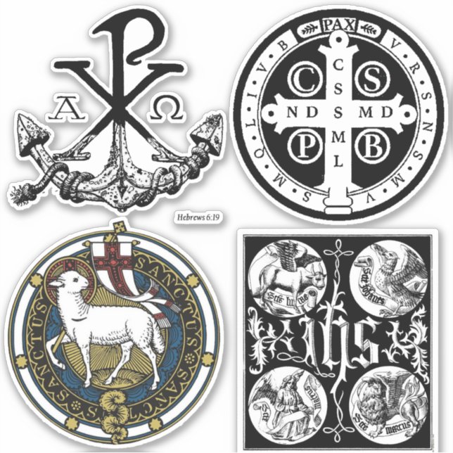 Adesivo Símbolos católicos tradicionais (Frente)