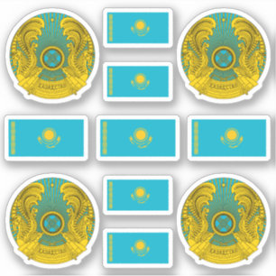 Adesivo Símbolos cazaques / casaco de armas e bandeira