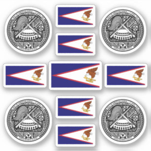 Adesivo Símbolos da Samoa / casaco de armas e bandeira