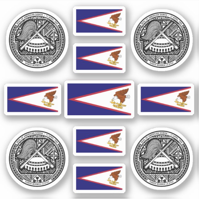Adesivo Símbolos da Samoa / casaco de armas e bandeira (Frente)