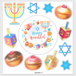 Adesivo Símbolos de Férias do Festival Feliz Hanukkah