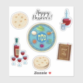 Adesivo Símbolos de Seder de Primavera de Passover Feliz