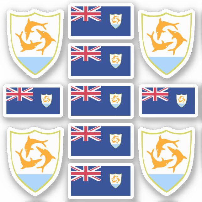 Adesivo Símbolos do Estado de Anguillan / casaco de armas  (Frente)